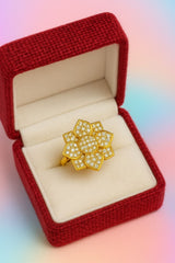 Zircon Flower Ring-205 (Golden)