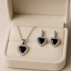 Zircon Locket Set-126 (Silver/Black)