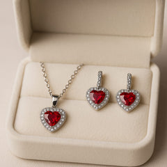 Zircon Locket Set-126 (Silver/Maroon)