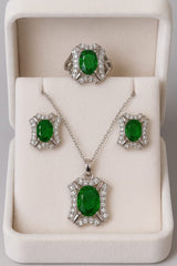 Zircon Locket Set-127 (Silver/Green)