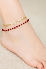 Double Layer Anklet-17 (Maroon)