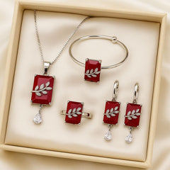 zircon locket set & Kara-01 (Silver/Maroon)