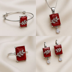 zircon locket set & Kara-01 (Silver/Maroon)