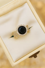 Zircon Flower Ring-206 (Black)