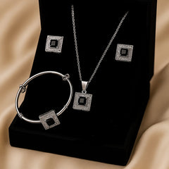 Zircon locket set & Kara-02 (Silver/Black)