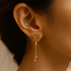 Zircon Butterfly Earring-135 (Golden)