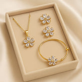 zircon locket set & Kara-04 (White) (Flower)