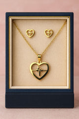Stainless Steel Locket set-42 (Heartbeat) (Golden)