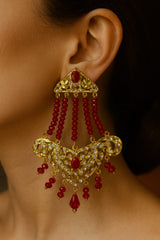 Gold Plated Hyderabadi Earring-01 (Maroon)