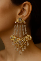 Gold Plated Hyderabadi Earring-01 (White)