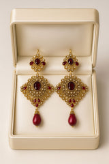Gold Plated Earring-07 (Maroon)