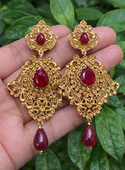 Gold Plated Earring-27 (Maroon)