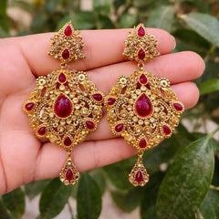 Gold Plated Earring-20 (Maroon)