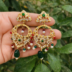 Gold Plated Earring-19 (Green)