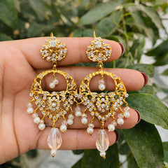 Gold Plated Earring-19 (White)