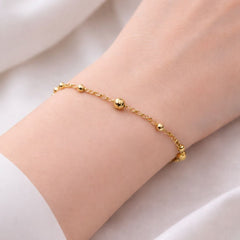 Gold Plated Chain Ball Bracelet-04 (Golden)
