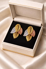 Stainless Steel Ear Studs-24 (Leaf) (Tri Colour)