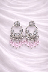 Silver Hoop Earring-01 (Pink)