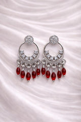 Silver Hoop Earring-01 (Maroon)