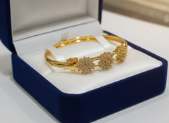 Gold Plated Zircon Kara Bracelet-25 (Golden)