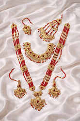 Bridal Set With Earring Mala Set & jhumar Bindiya Combo Set-64 (Maroon)