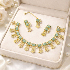 AMREEN SET (Golden) (Mint Green)