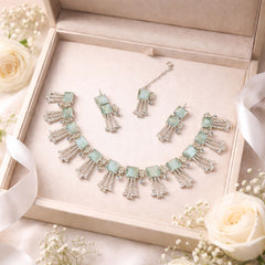 AMREEN SET (Silver) (Mint Green)
