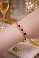 Zircon Bracelet-72 (Golden) (Maroon)
