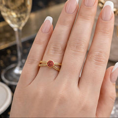 Gold Plated Ring-249 (Maroon)