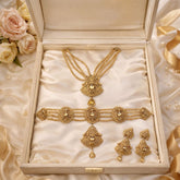 Gold Plated Choker Set With Earring & Matha Patti Set-67 (Golden)