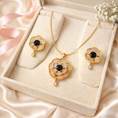 Zircon Locket Set-142 (Golden) (Black)