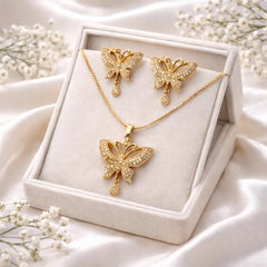 Zircon Locket Set-156 (Golden) (Butterfly)