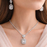Premium Zircon Necklace-08 (Silver)