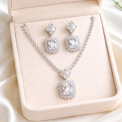 Premium Zircon Necklace-08 (Silver)