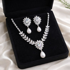 Premium Zircon Necklace-13 (Silver)