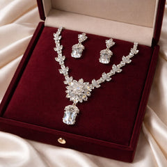 Premium Zircon Necklace-07 (Silver)