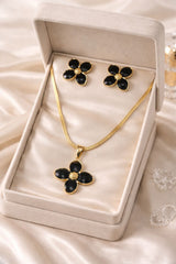 Stainless Steel Locket set-46 (Black) (Flower)