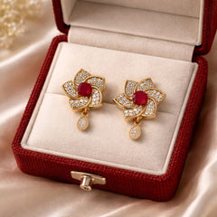 Zircon Earring-159 (Maroon)