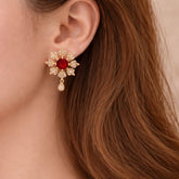 Zircon Earring-158 (Maroon)