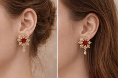 Zircon Earring-158 (Maroon)