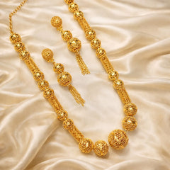 Gold Plated Carved Ball Mala Set-01