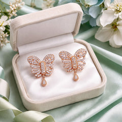 Zircon Earring-152 (Butterfly) (Golden)