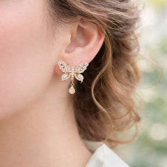 Zircon Earring-153 (Butterfly) (Golden)