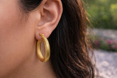 Oval Shiny Hoop Earring-01 (Golden)