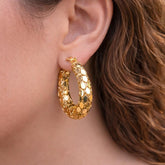 Oval Shiny Hoop Earring-02 (Golden)