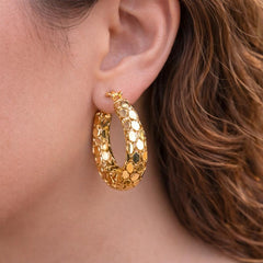 Oval Shiny Hoop Earring-02 (Golden)