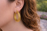 Oval Shiny Hoop Earring-03 (Golden)