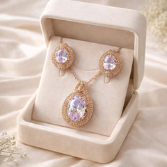 Zircon Locket Set-157 (Golden) (White)