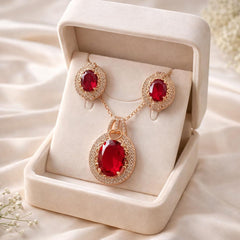 Zircon Locket Set-157 (Golden) (Maroon)