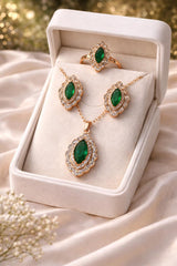 Zircon Locket Set-158 (Golden) (Green)